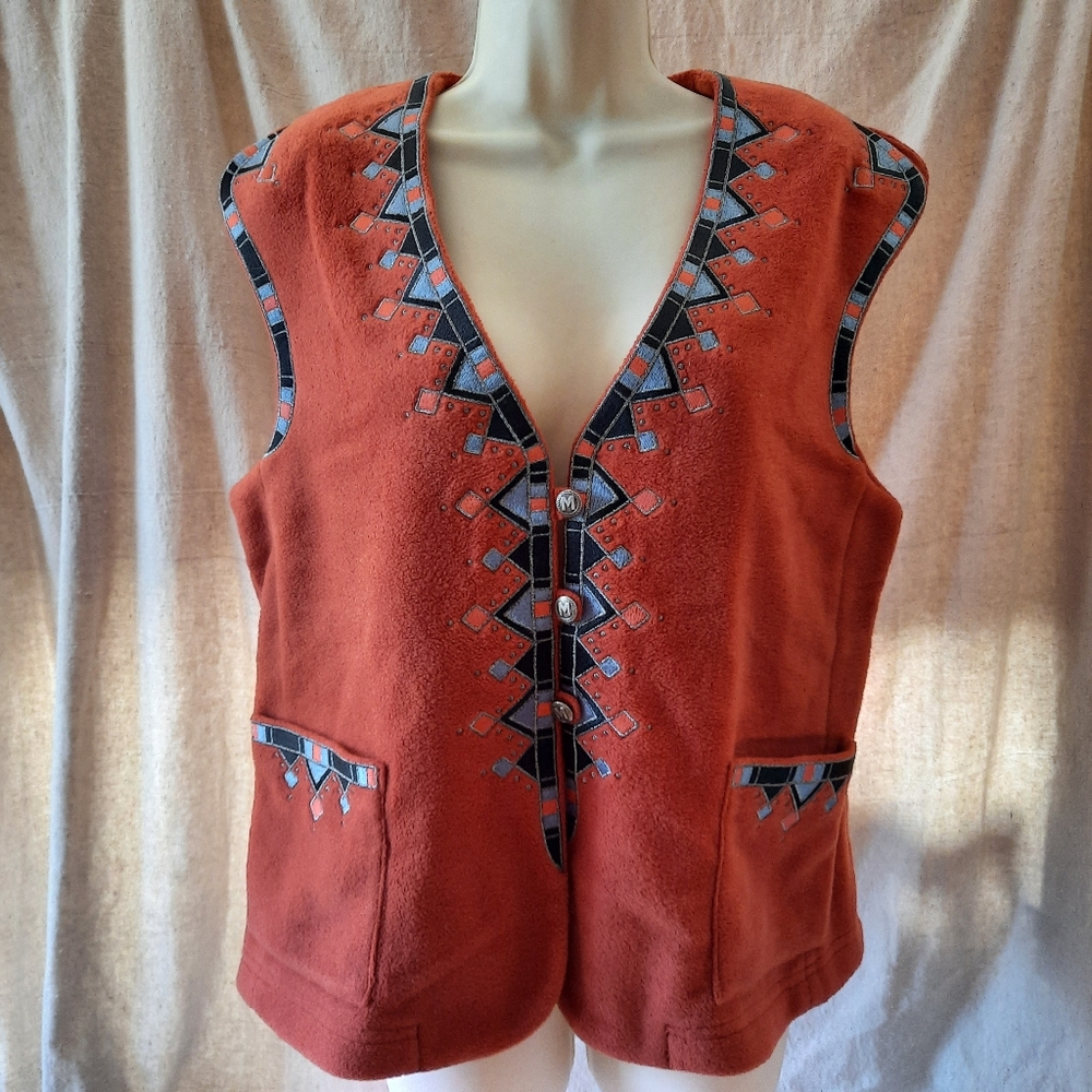 Bob Mackie fleece vest M